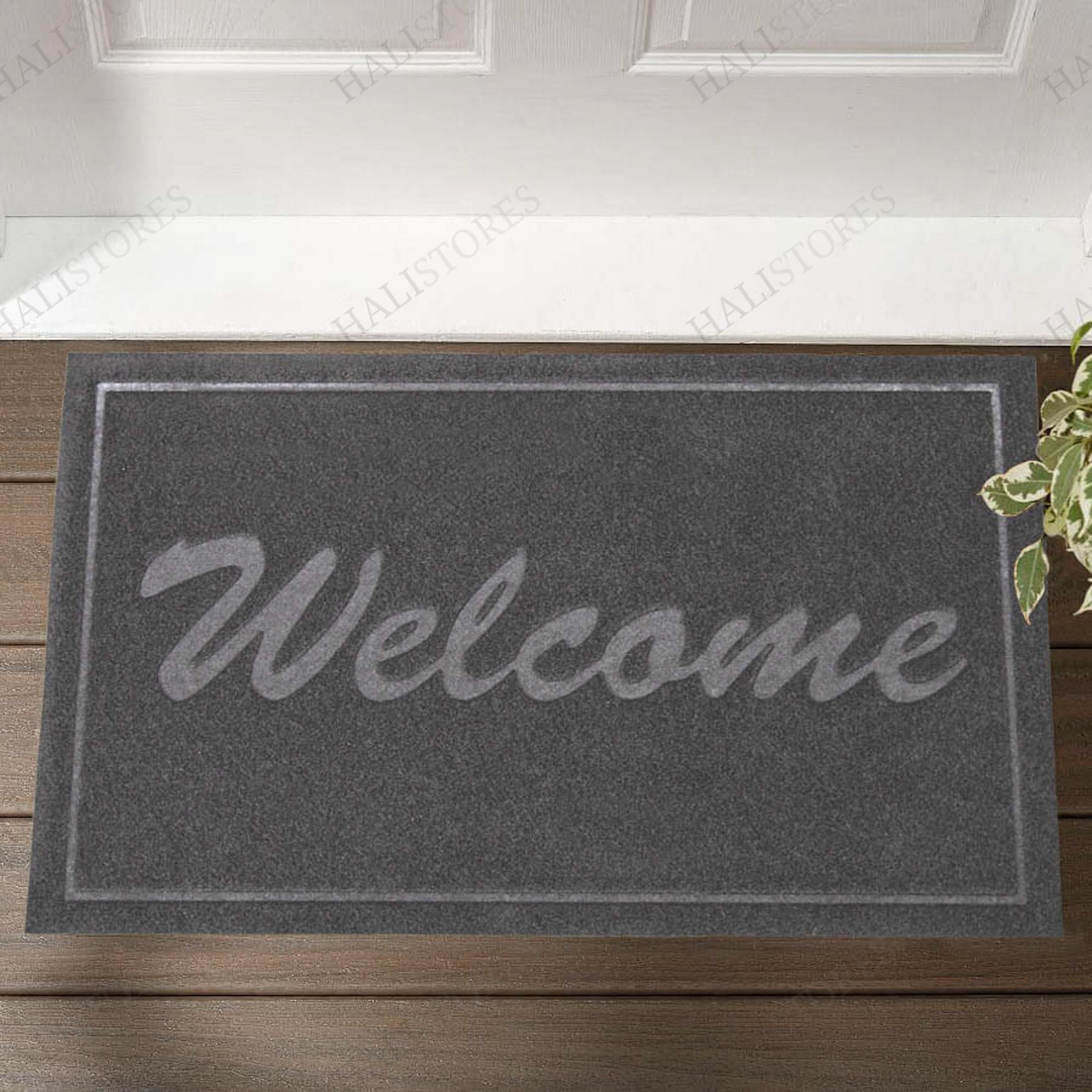 Kabartmalı Welcome Gri Kapı Paspası
