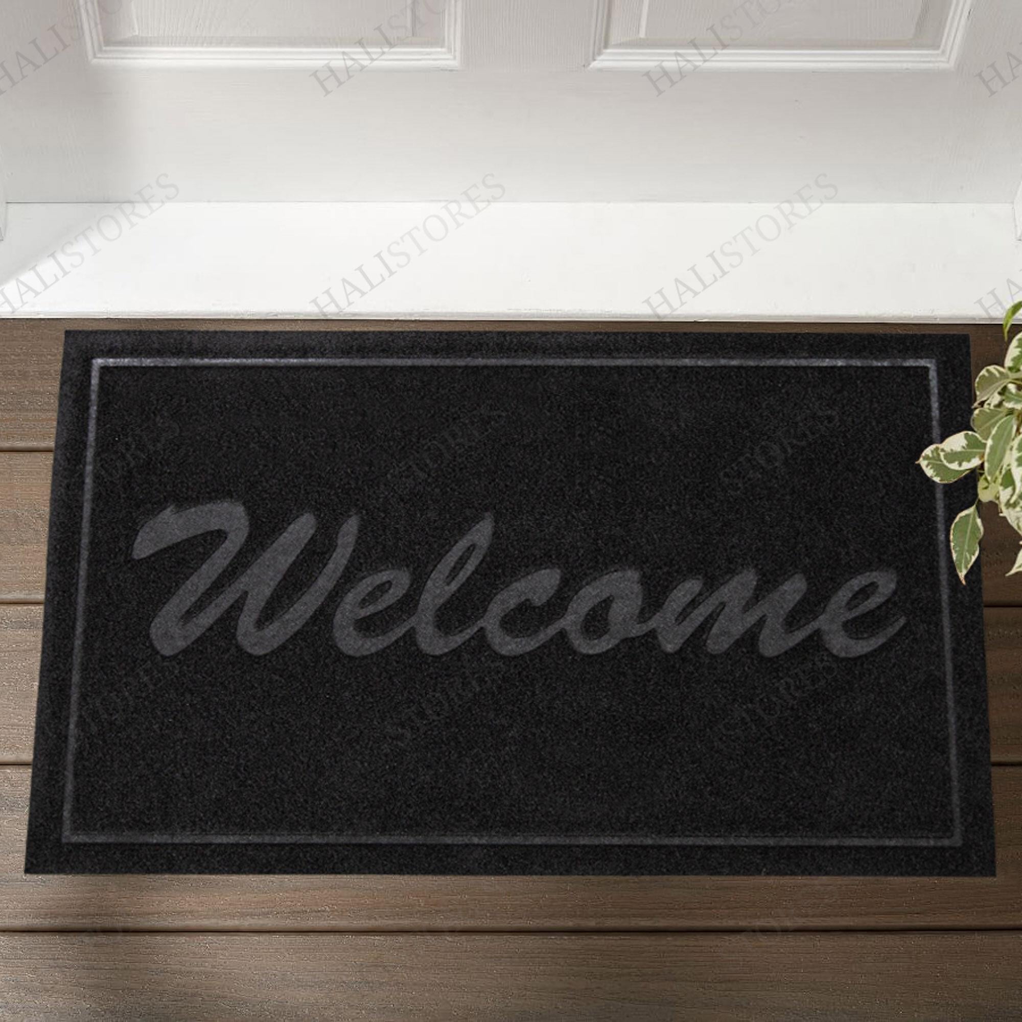 Kabartmalı Welcome Siyah Kapı Paspası