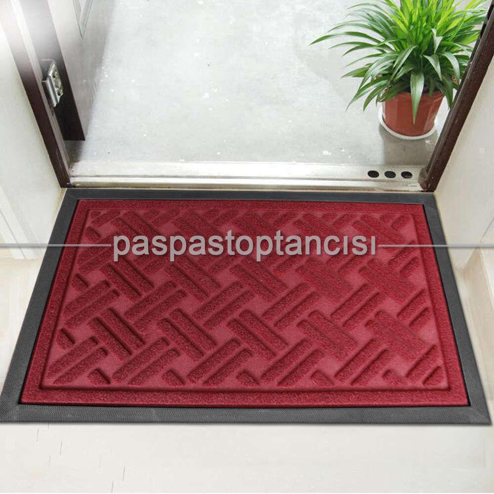 Kapı Paspası Halı Paspas Çizgi Bordo