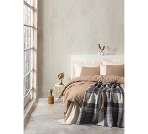 Cotton Box Comfy Pamuk Battaniyeli Tek Kişilik Nevresim Takımı Clement Vizon