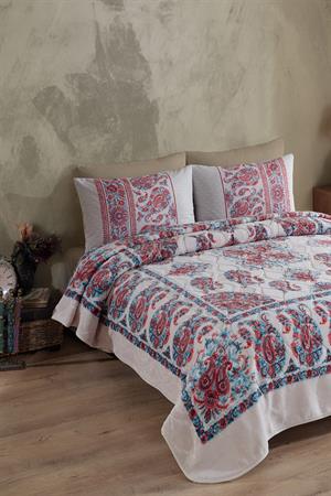 İyi Geceler İstanbul Emboss Baskılı Çift Kişilik Battaniye Bohem Petrol