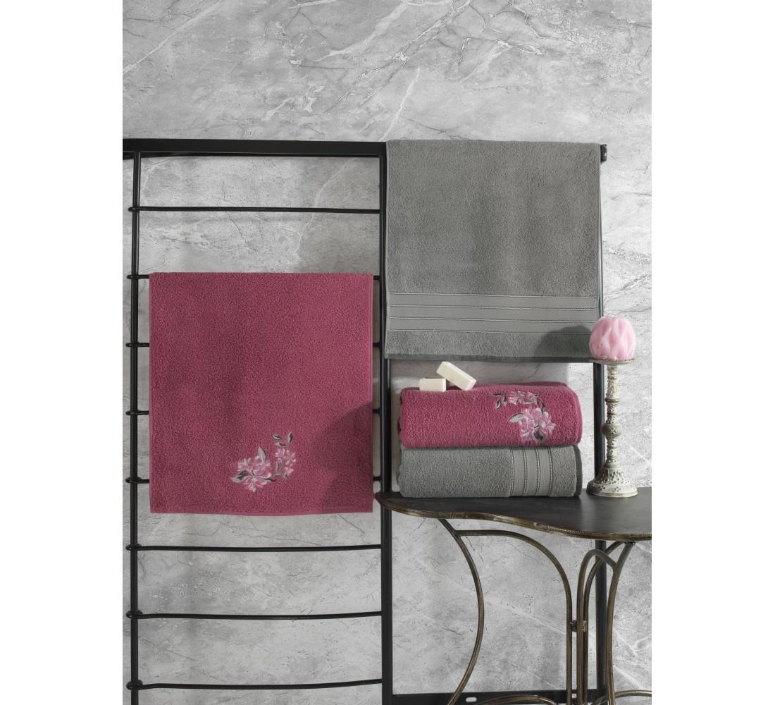 Cotton Box Colorful %100 Pamuk Hamam Havlu Seti Gri Pembe