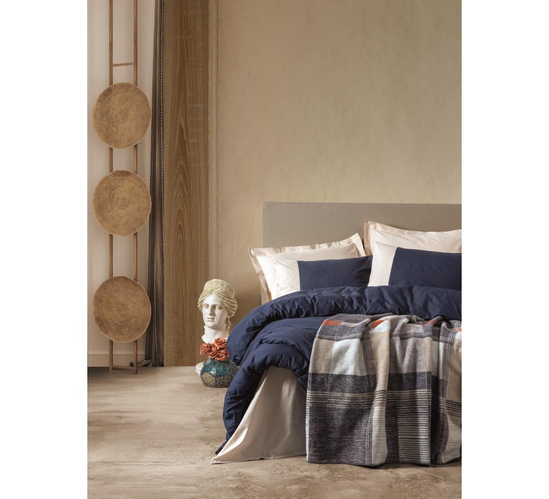 Cotton Box Comfy Pamuk Battaniyeli Tek Kişilik Nevresim Takımı Clement Lacivert