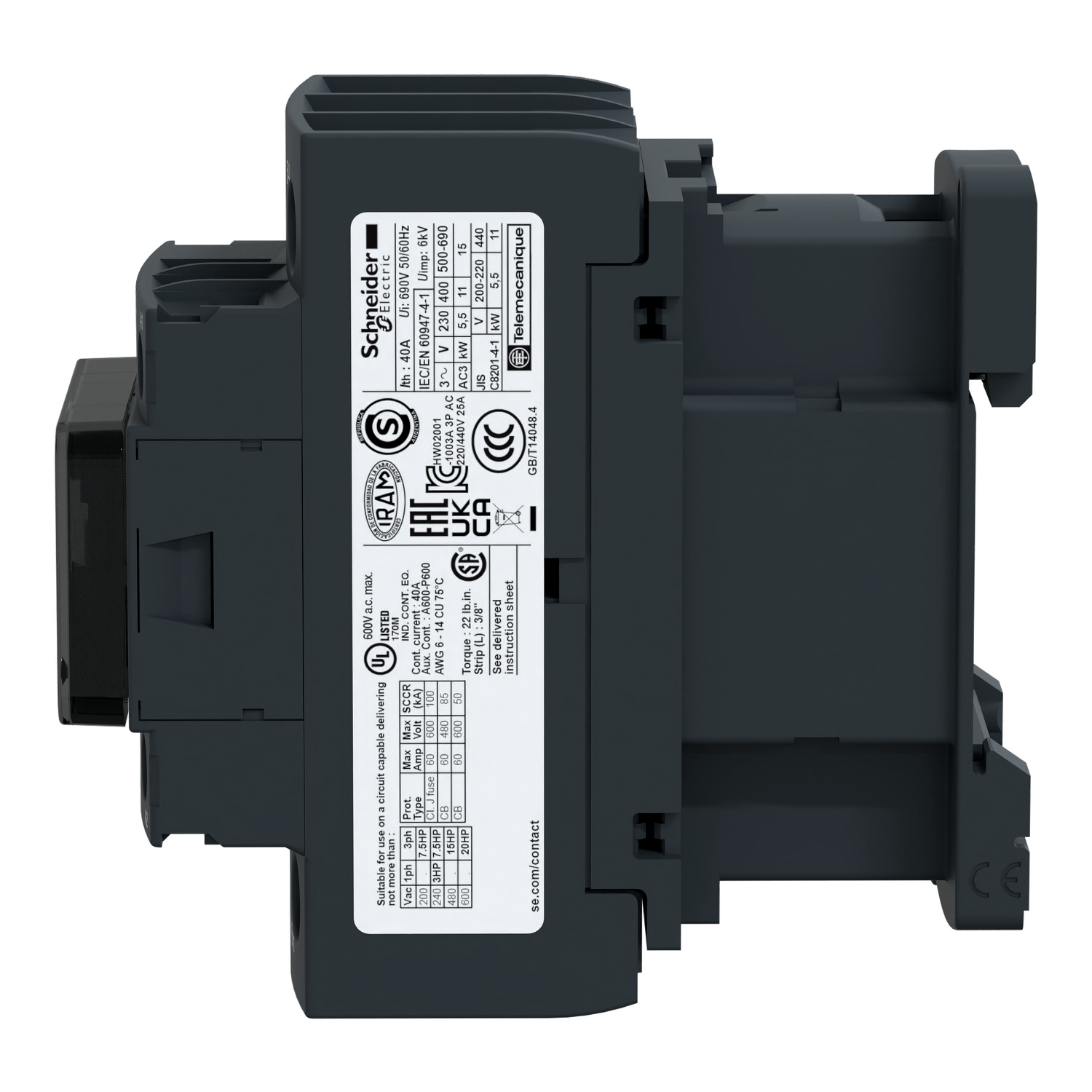 Schneider Electric LC1D38M7 -TeSys D Kontaktör 3P 38A AC3 220VAC