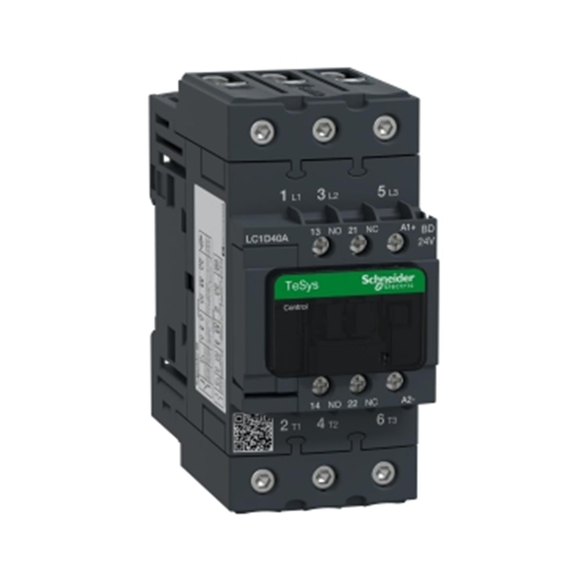 LC1D40ABD
Schneider Electric LC1D40ABD -TeSys D Kontaktör 3P 40A AC3 24VDC