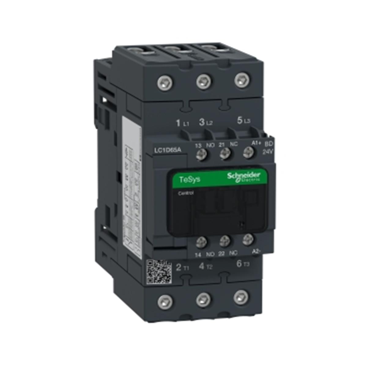 LC1D65ABD
Schneider Electric LC1D65ABD  TeSys D Kontaktör 3P 65A AC3 24VDC