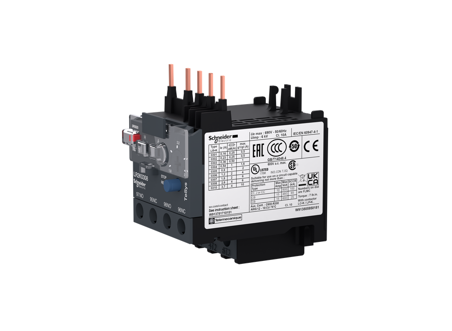 Schneider Electric LR2K0308 TeSys K Termik Röle 1.8-2.6A Class 10A