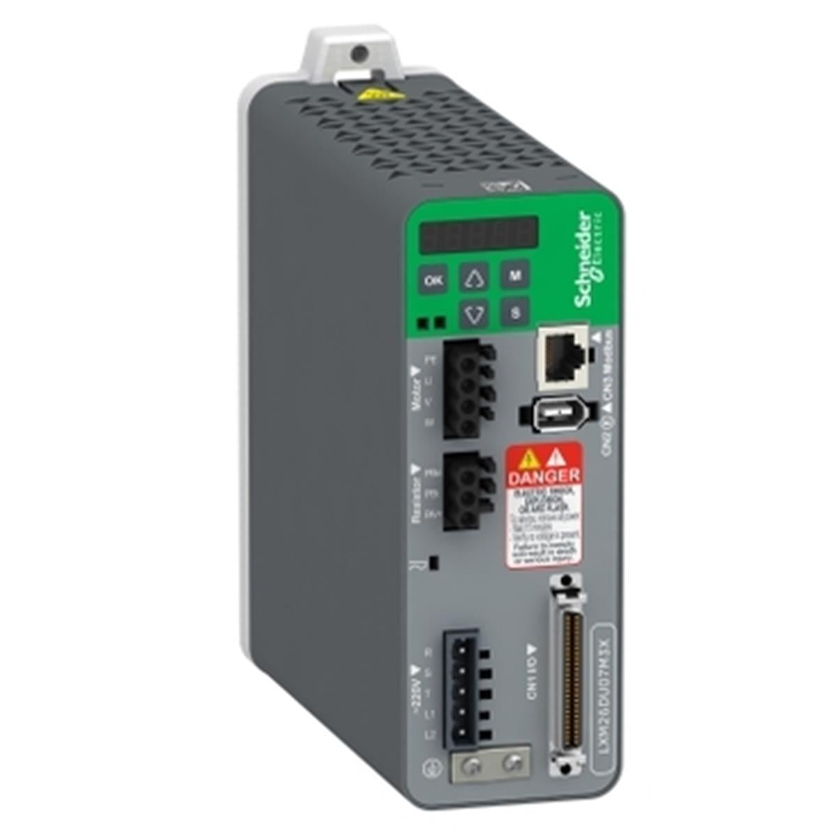 LXM26DU04M3X
Schneider Electric LXM26DU04M3X Servo drive - Lexium 26 - single and three phase 200...230 V - 400 W