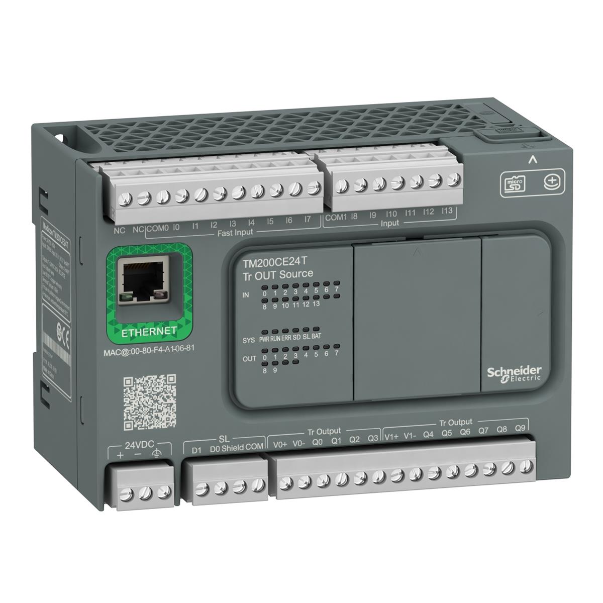 TM200CE24T
SCHNEIDER , TM200CE24T , Contr. M200 24I/O,DC24, 14 DC IN