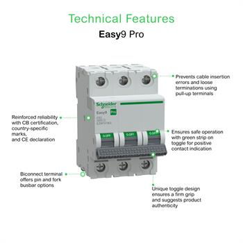 Schneider,EZ9F57363,Pro 3 Faz 63A 6 KA C Tipi Sigorta