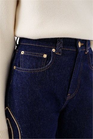 Cut Out Detaylı Denim Pantolon