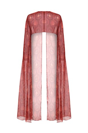 Kırmızı Açık Sırt Kaftan