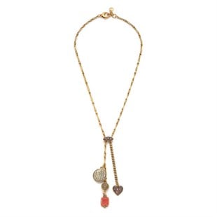 Petra Kalp Charm Altın Kaplama Zincir Kolye
