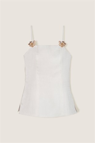 Ekru Saten Top