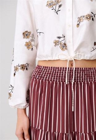 Floral İşlemeli Gömlek