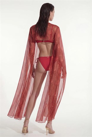Kırmızı Açık Sırt Kaftan