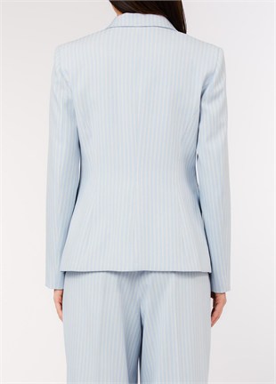 Slim Fit Çizgili Blazer