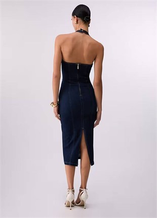 Denim Midi Elbise