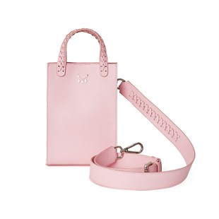 Pembe Deri Çapraz Çanta