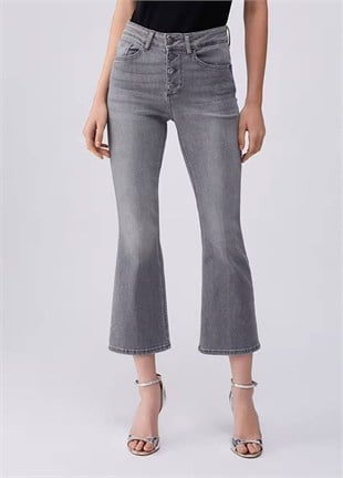 Yüksek Bel Bootcut Jean Pantolon