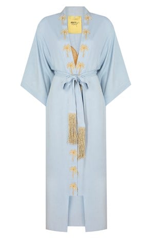 Mavi Uzun Kimono