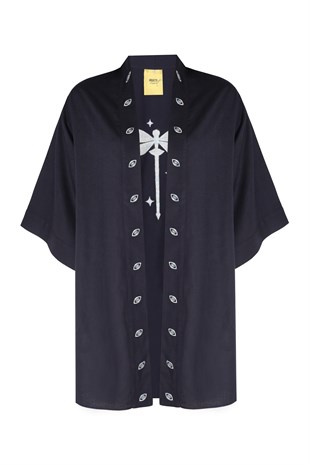 Lacivert Kısa Kimono