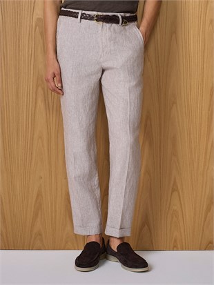 Bej Keten Pantolon