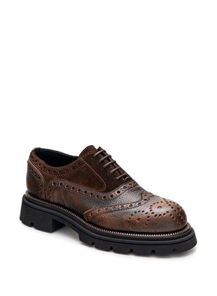 Desenli Deri Loafer