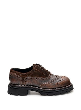 Desenli Deri Loafer