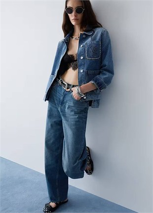 Taş Detaylı Jean Pantolon