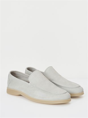Açık Gri Süet Loafer