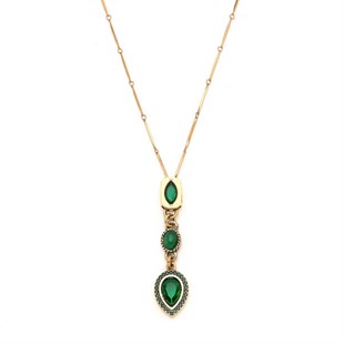Upside Down Zirkon Taş Damla Charm Altın Kaplama Zincir Kolye