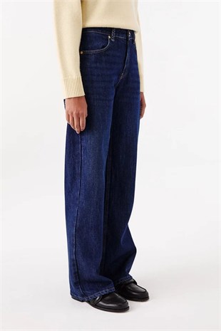 Lacivert Ham Denim Pantolon