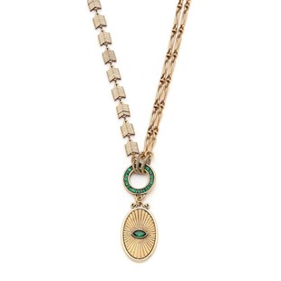 Vintage Eye Zirkon Göz Madalyon Charm Altın Kaplama Zincir Kolye