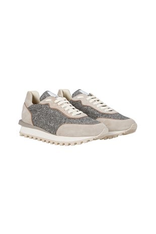 Yün Karışımlı Süet Detaylı Sneaker