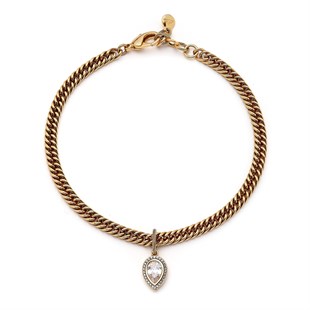 Bold Drop Zirkon Damla Charm Altın Kaplama Zincir Kolye