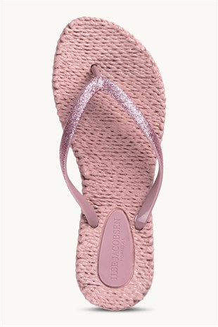 Pembe Örgü Dokulu Terlik