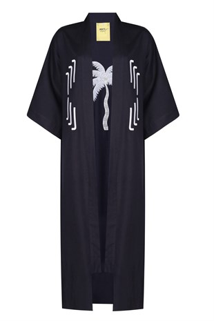 Lacivert Uzun Kimono