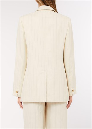 Bej Çizgili Blazer
