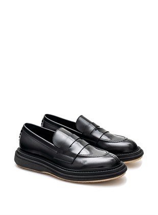 Siyah Deri Loafer