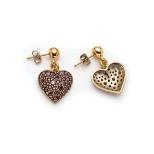Ivara Zirkon Taş Kalp Charm İğneli Küpe