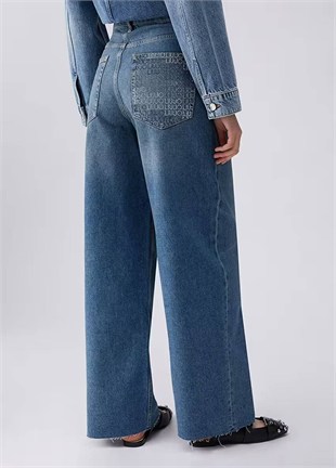 Taş Detaylı Jean Pantolon