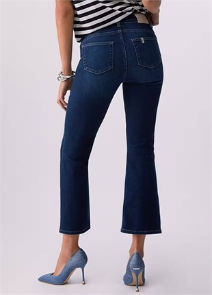 Düğme Detaylı Bootcut Jean Pantolon