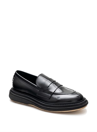 Siyah Deri Loafer