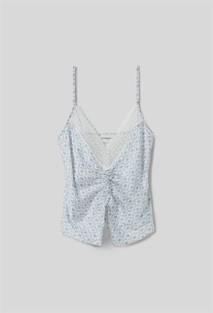 Desenli Saten Top