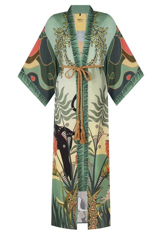 Desenli Uzun Kimono