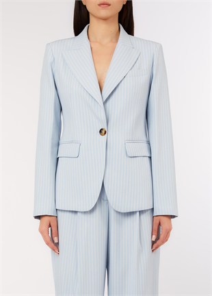 Slim Fit Çizgili Blazer