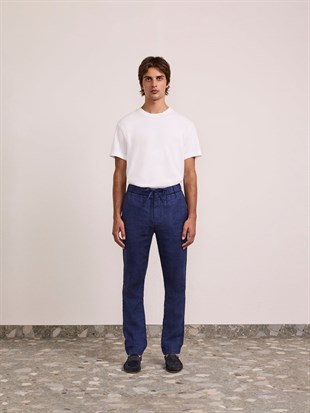 Lacivert Keten Pantolon