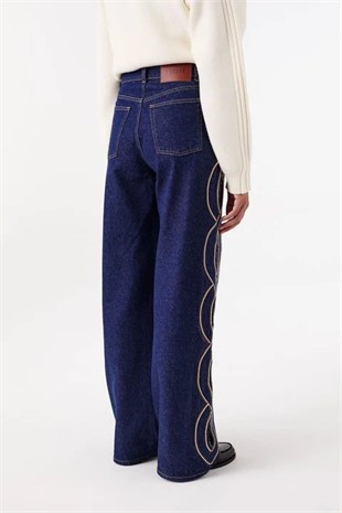 Cut Out Detaylı Denim Pantolon