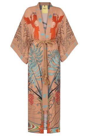 Kırmızı Desenli Kimono